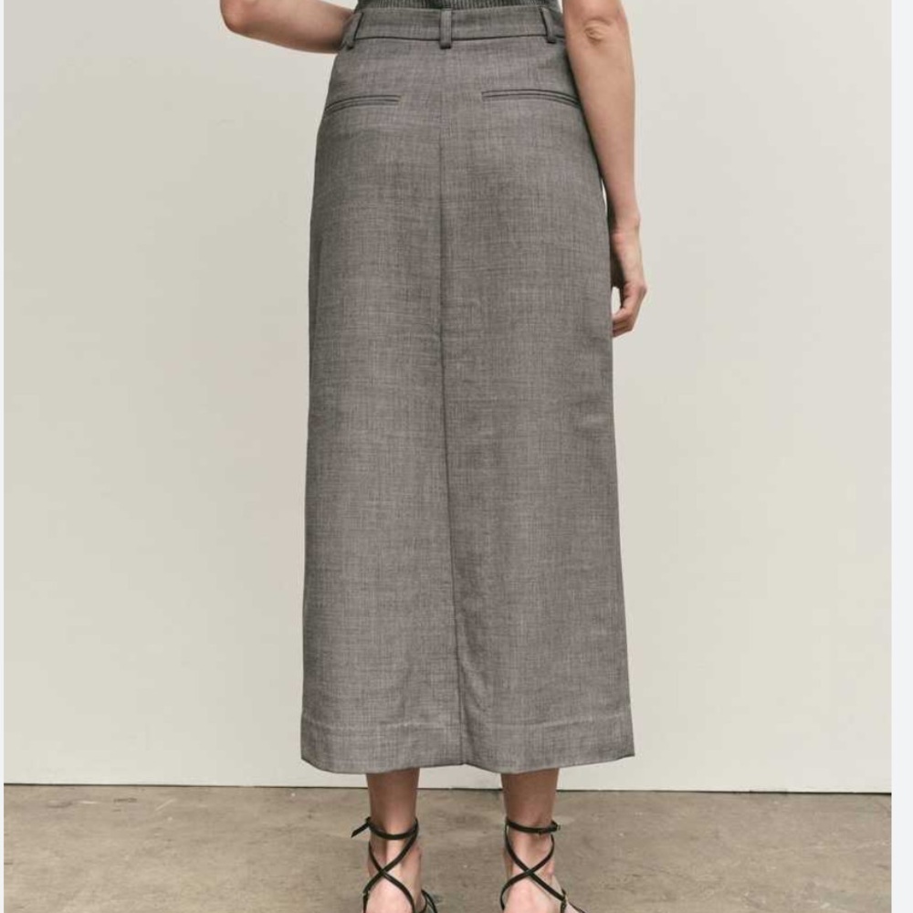 Willi Smith Gray 100% Linen Maxi Skirt Button Front Boho Minimalist Size 10